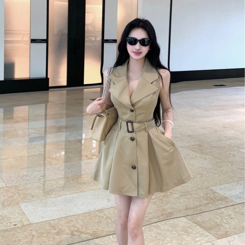 Trench - coat style robe kaki ceinturé alliant élégance et confort pour un look chic - IVOIRART.COM