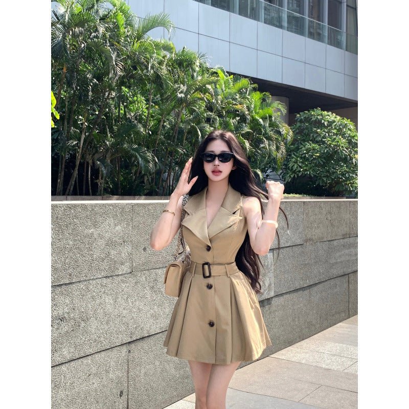 Trench - coat style robe kaki ceinturé alliant élégance et confort pour un look chic - IVOIRART.COM