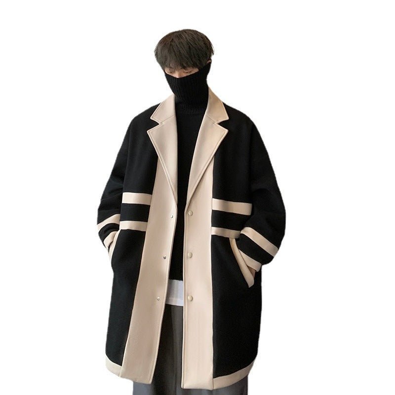 Trench en tweed pour homme, veste splicing tendance décontractée et stylée chic - IVOIRART.COM