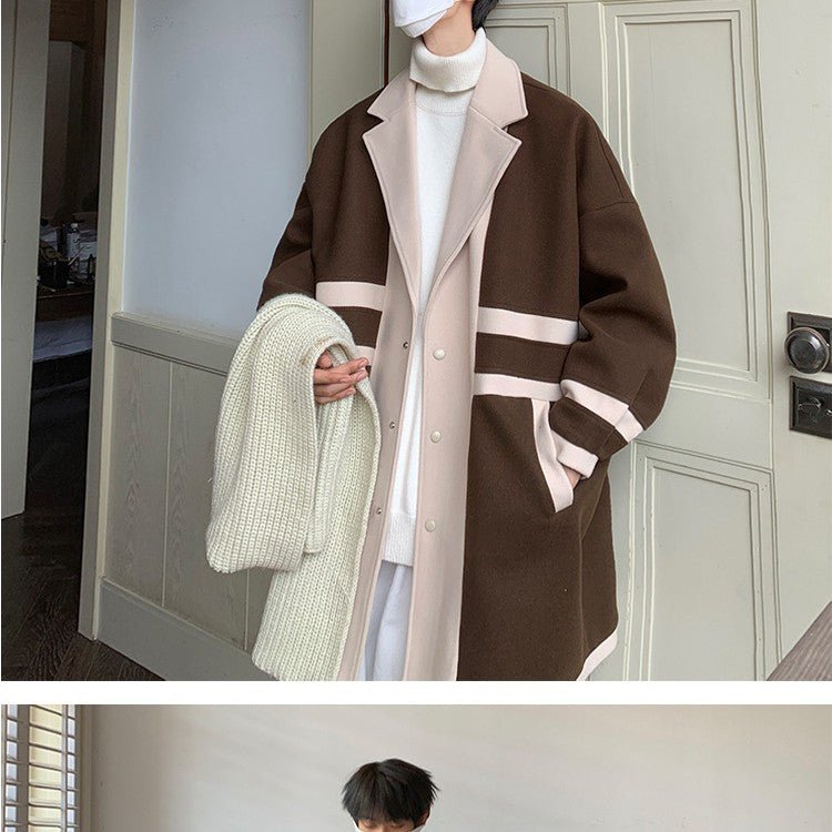 Trench en tweed pour homme, veste splicing tendance décontractée et stylée chic - IVOIRART.COM