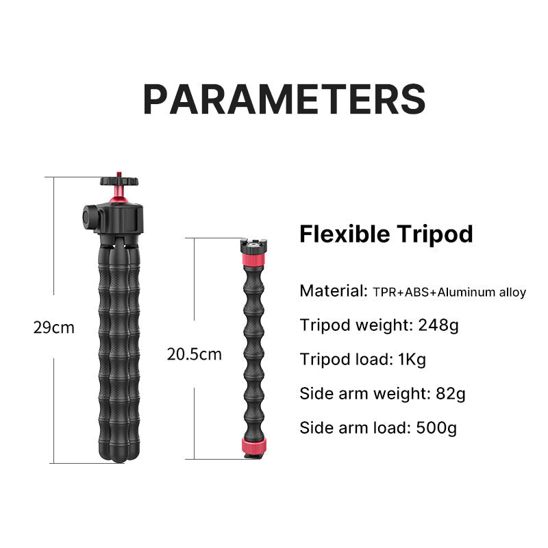 Trépied Caméra Pieuvre Flexible avec Support Ajustable en Alliage d'Aluminium - IVOIRART.COM