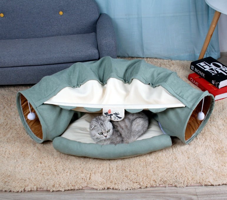 Tunnel de jeu interactif pliable pour chats, furets et lapins, lit intérieur, accessoires d'exercice pour chatons - IVOIRART.COM