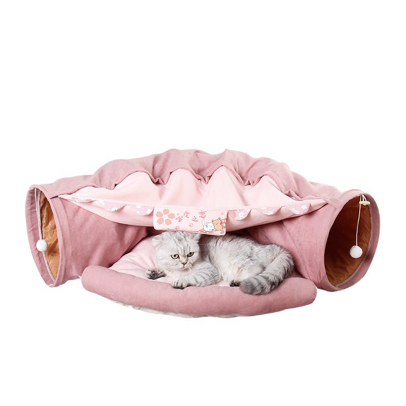 Tunnel de jeu interactif pliable pour chats, furets et lapins, lit intérieur, accessoires d'exercice pour chatons - IVOIRART.COM
