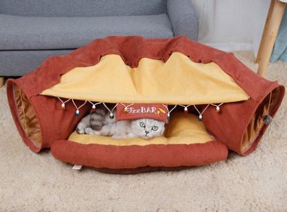 Tunnel de jeu interactif pliable pour chats, furets et lapins, lit intérieur, accessoires d'exercice pour chatons - IVOIRART.COM