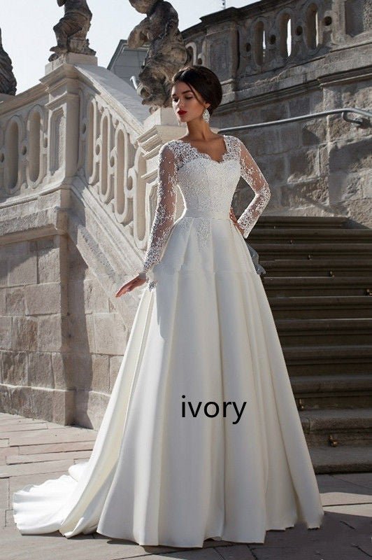 V-neck Wedding Dress New European Style Simple Trailing Tail - IVOIRART.COM
