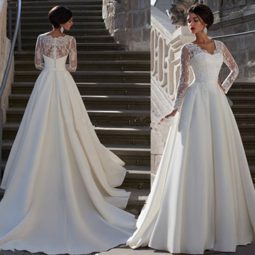 V-neck Wedding Dress New European Style Simple Trailing Tail - IVOIRART.COM