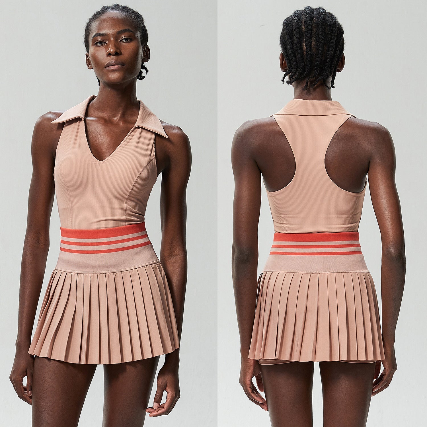 V Stand Collar Tennis Suit Suit Women's Plus Size High Waist - IVOIRART.COM