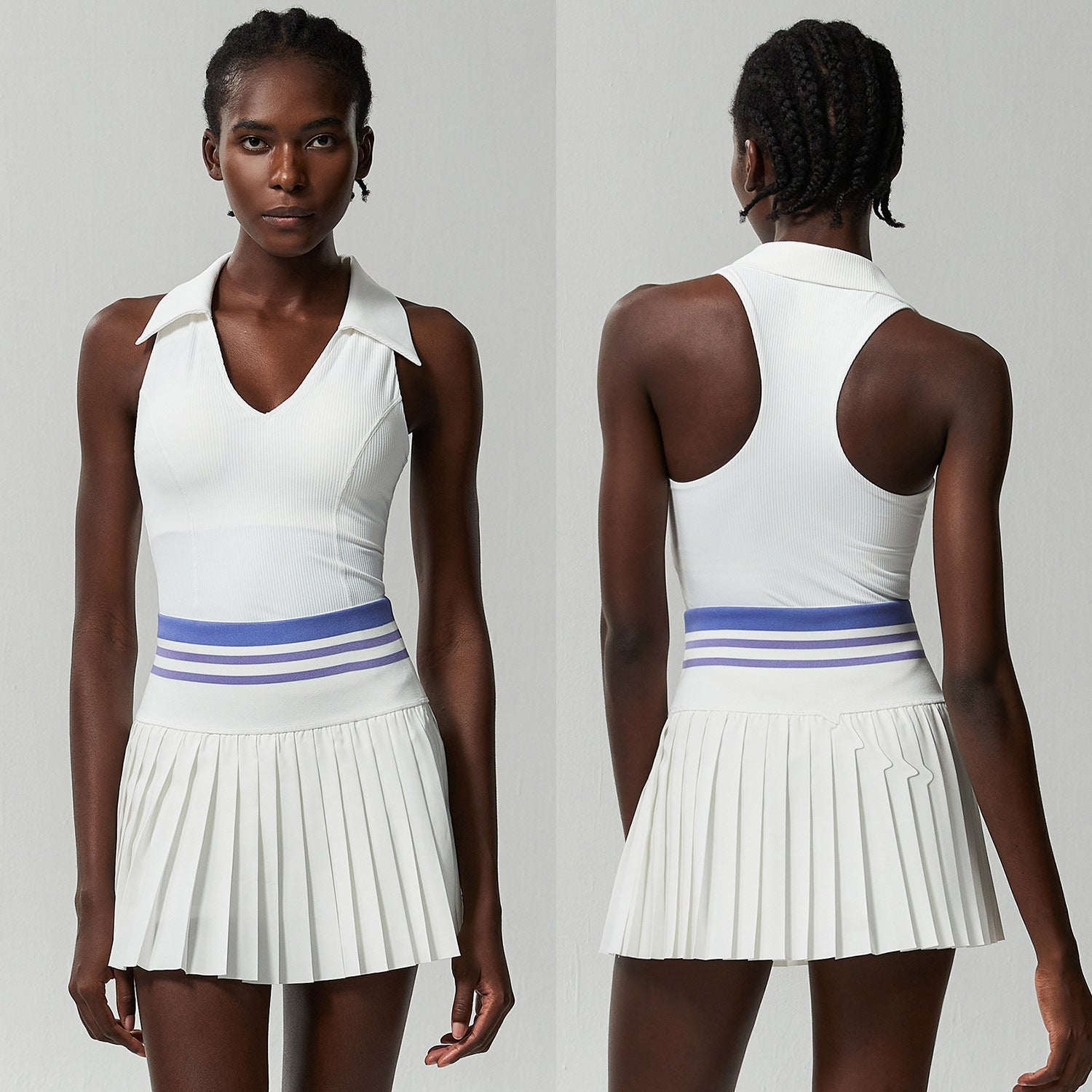 V Stand Collar Tennis Suit Suit Women's Plus Size High Waist - IVOIRART.COM