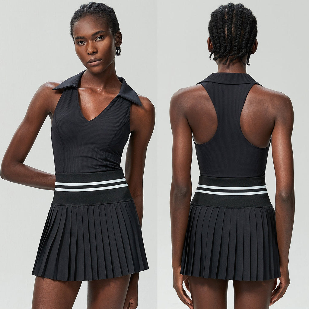 V Stand Collar Tennis Suit Suit Women's Plus Size High Waist - IVOIRART.COM