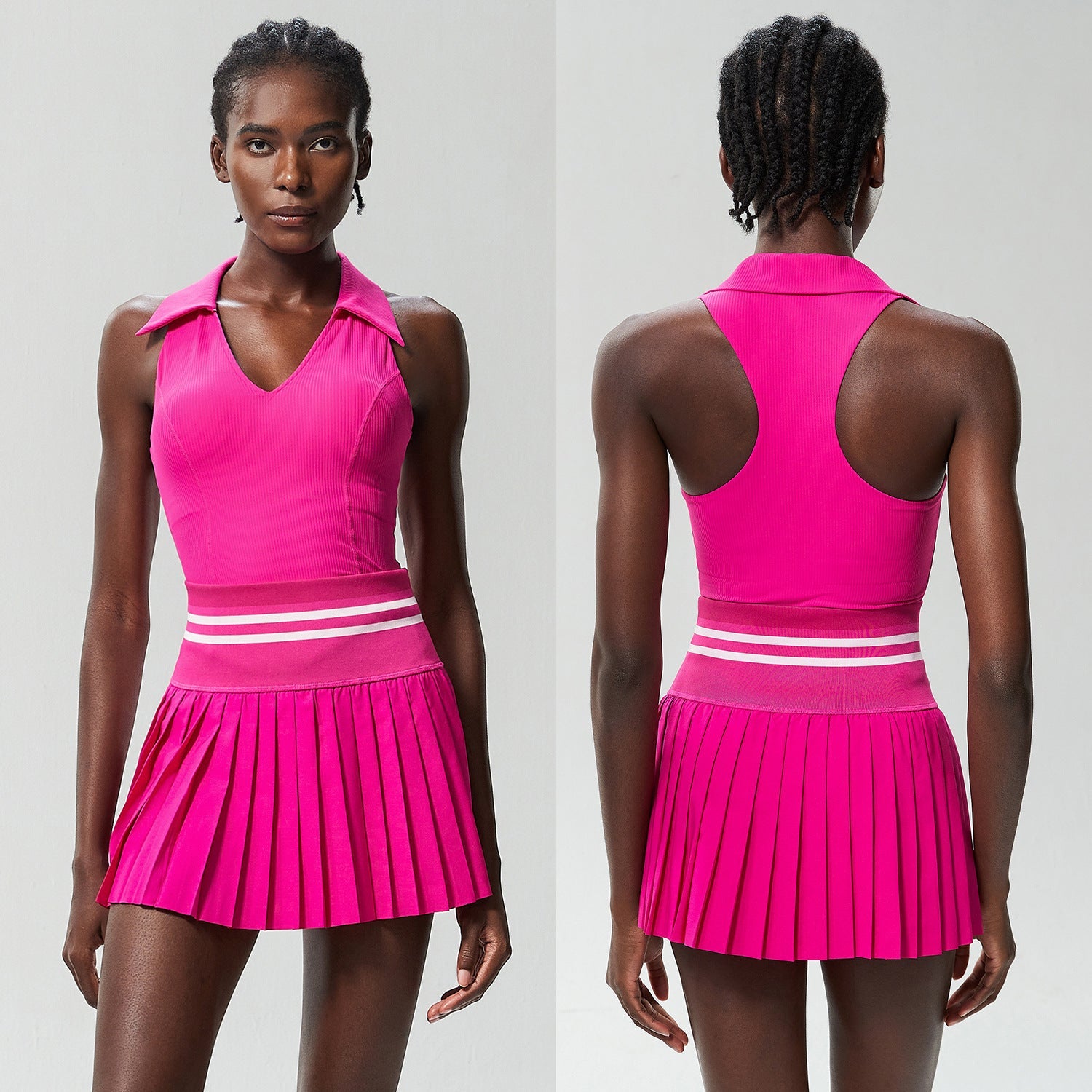 V Stand Collar Tennis Suit Suit Women's Plus Size High Waist - IVOIRART.COM