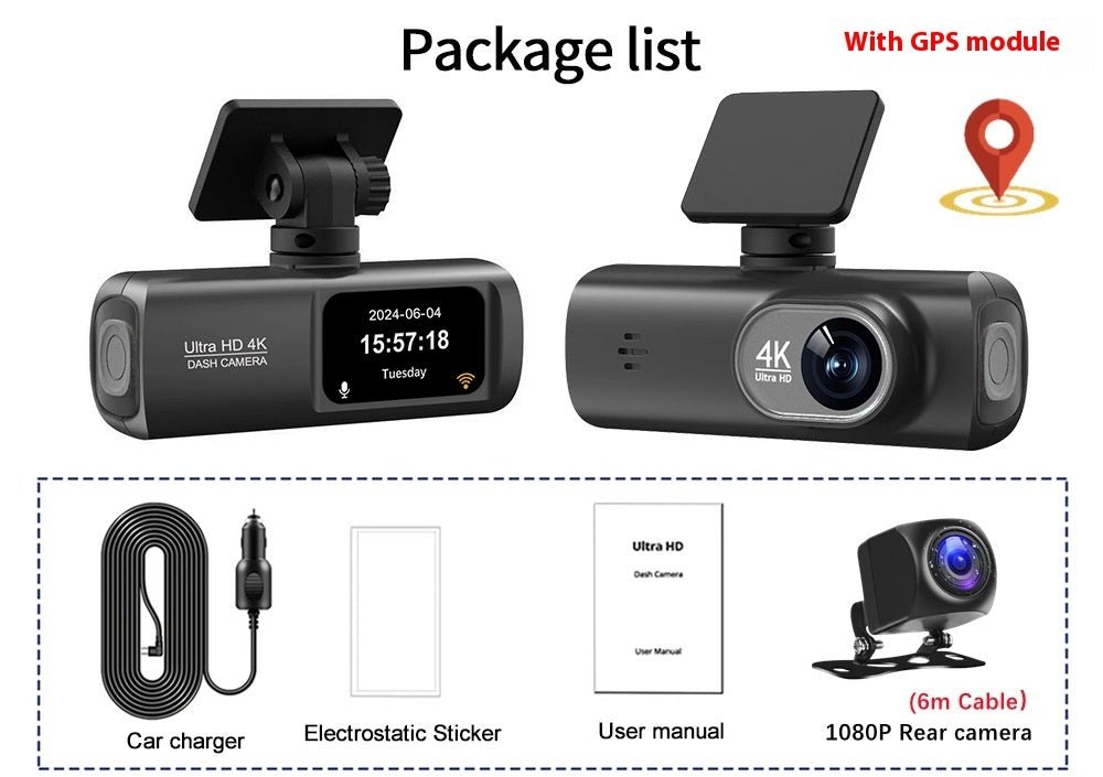 V22 HD Double Enregistreur de Conduite - Double Caméra WiFi, GPS optionnel, 1.5" - IVOIRART.COM