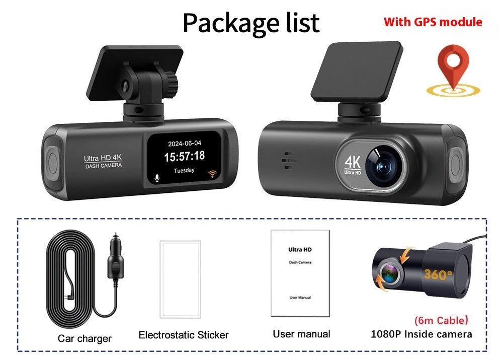 V22 HD Double Enregistreur de Conduite - Double Caméra WiFi, GPS optionnel, 1.5" - IVOIRART.COM