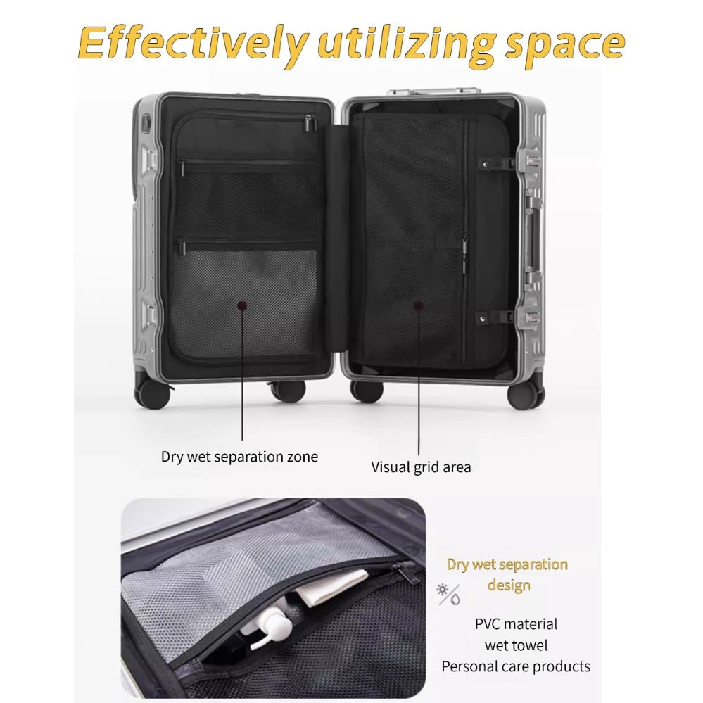 Valise à Cadre, Ouverture Frontale, 20 et 24 Pouces, Grande Capacité, Serrure TSA, Roues Universelles, Cadre en Aluminium, Robuste et Durable - IVOIRART.COM