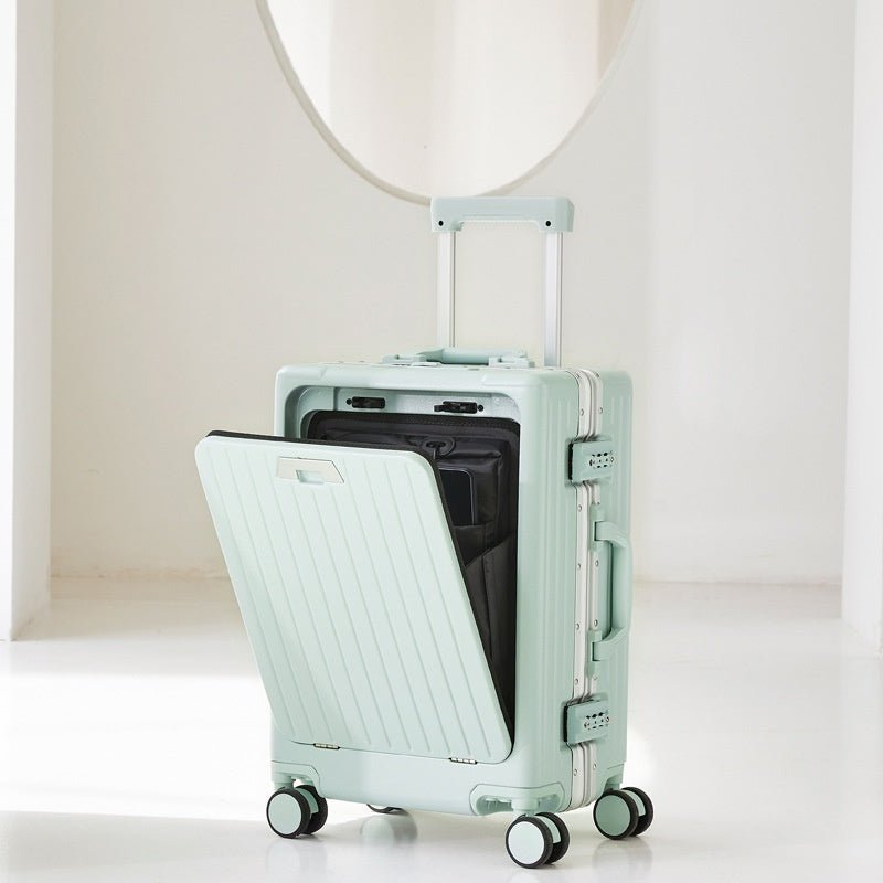 Valise à coque aluminium 20 et 24 pouces, compartiment avant, serrure TSA, roues silencieuses et pivotantes, parfaite pour voyages d'affaires - IVOIRART.COM