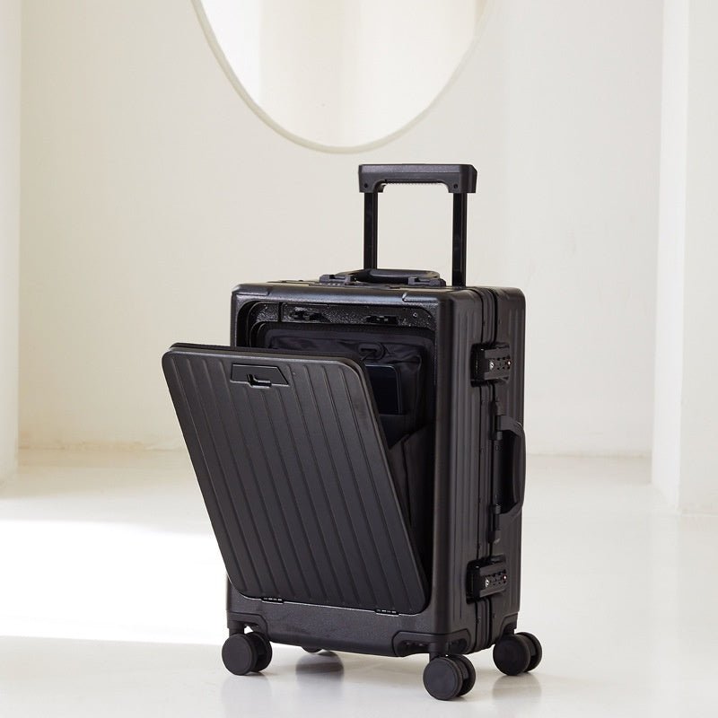 Valise à coque aluminium 20 et 24 pouces, compartiment avant, serrure TSA, roues silencieuses et pivotantes, parfaite pour voyages d'affaires - IVOIRART.COM