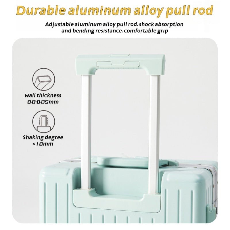 Valise à coque aluminium 20 et 24 pouces, compartiment avant, serrure TSA, roues silencieuses et pivotantes, parfaite pour voyages d'affaires - IVOIRART.COM