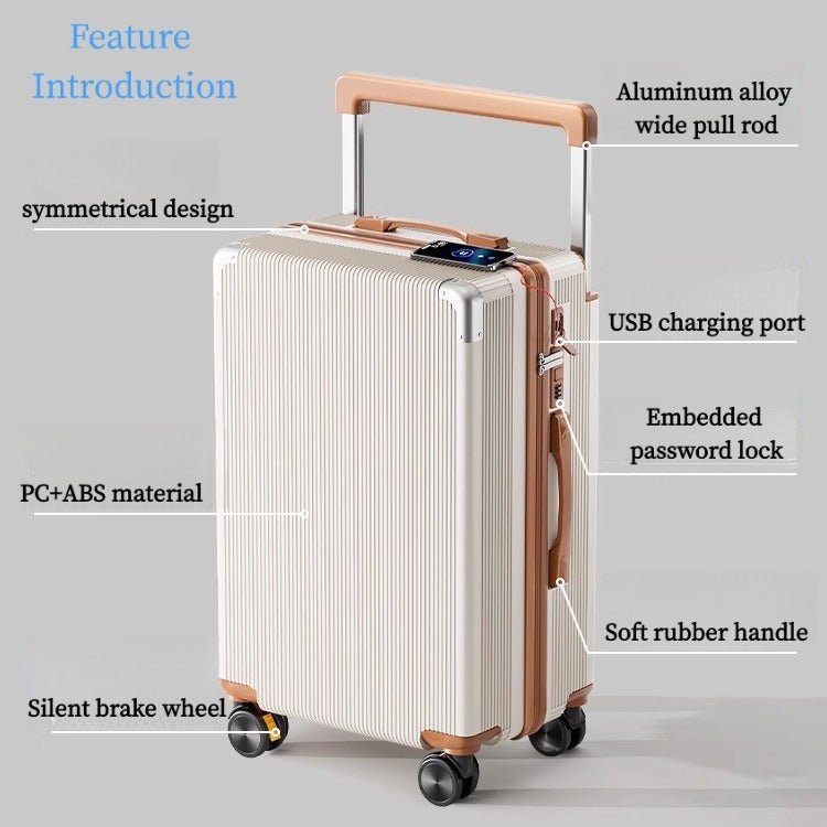 Valise à poignée large 20 et 24 pouces, roues silencieuses pivotantes, serrure code robuste - IVOIRART.COM