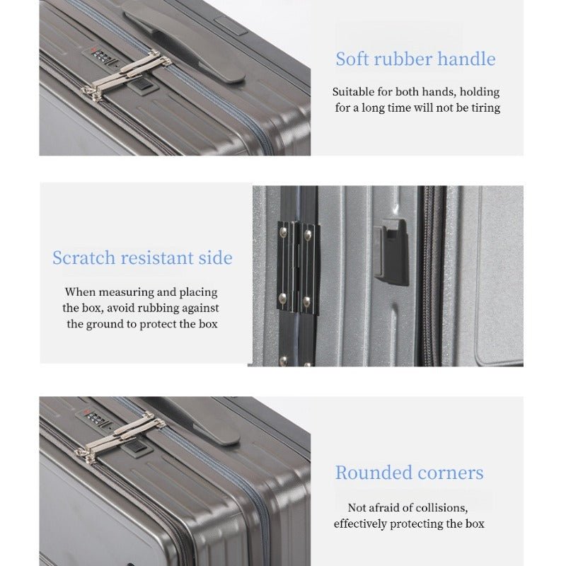 Valise Aluminium Grande Capacité avec Ouverture Frontale 20-28 Pouces, ABS PC, Fermeture Éclair - Modèle 2026 - IVOIRART.COM
