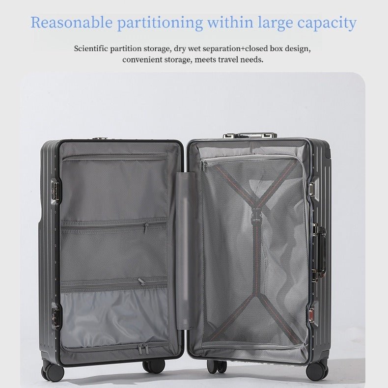 Valise Aluminium Grande Capacité avec Ouverture Frontale 20-28 Pouces, ABS PC, Fermeture Éclair - Modèle 2026 - IVOIRART.COM