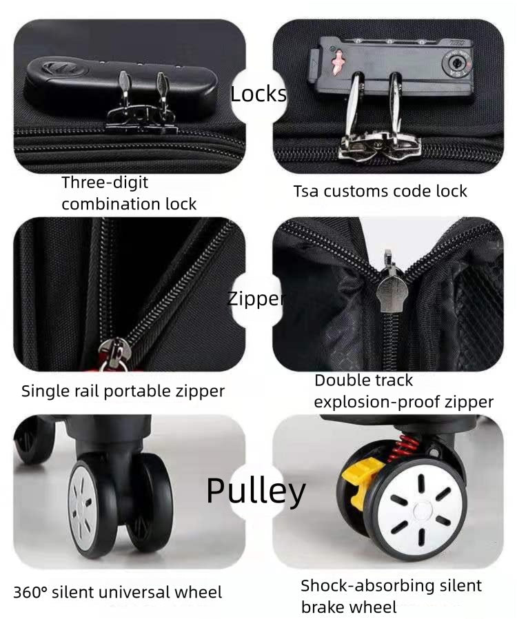 Valise imperméable en tissu Oxford noir, durable 30 pouces grande capacité - IVOIRART.COM
