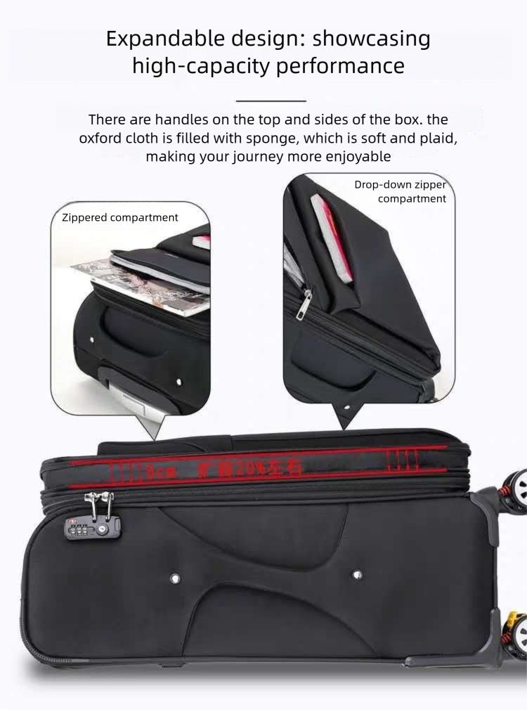 Valise imperméable en tissu Oxford noir, durable 30 pouces grande capacité - IVOIRART.COM