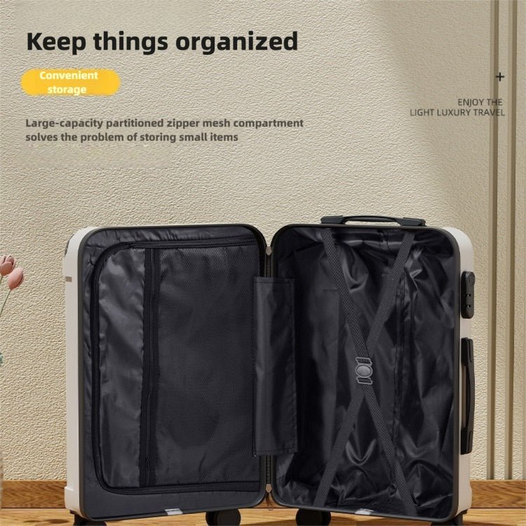 Valise Multifonctionnelle 20-24 Pouces, Roues Silencieuses, Ports USB, Porte-Gobelet Pliable, Crochets Latéraux, Adaptée Voyage d'Affaires, Légère et Pliable - IVOIRART.COM