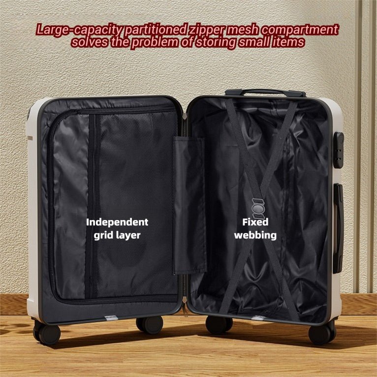 Valise Multifonctionnelle 20-24 Pouces, Roues Silencieuses, Ports USB, Porte-Gobelet Pliable, Crochets Latéraux, Adaptée Voyage d'Affaires, Légère et Pliable - IVOIRART.COM