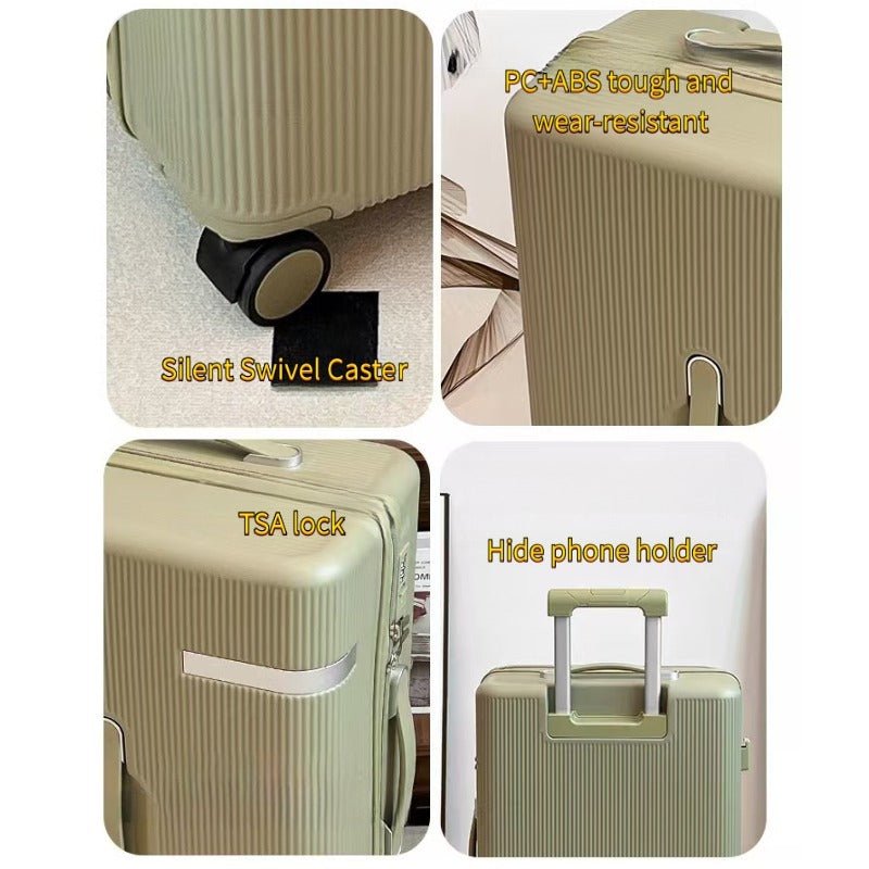 Valise Rigide 20 et 24 Pouces avec Compartiment Large, Tige Télescopique, Trois Poignées, TSA avec Support Téléphone, Roues Universelles Silencieuses - IVOIRART.COM