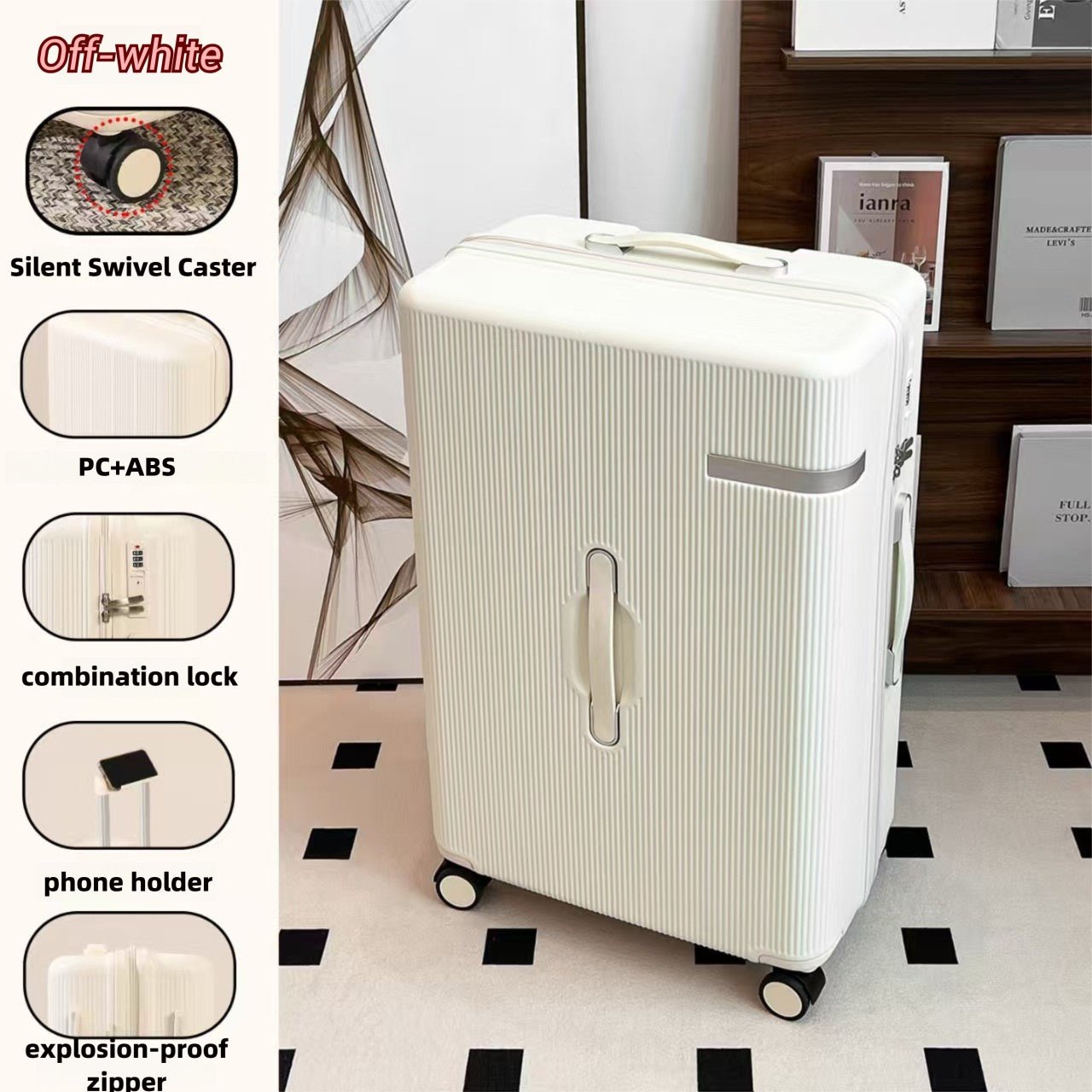 Valise Rigide 20 et 24 Pouces avec Compartiment Large, Tige Télescopique, Trois Poignées, TSA avec Support Téléphone, Roues Universelles Silencieuses - IVOIRART.COM