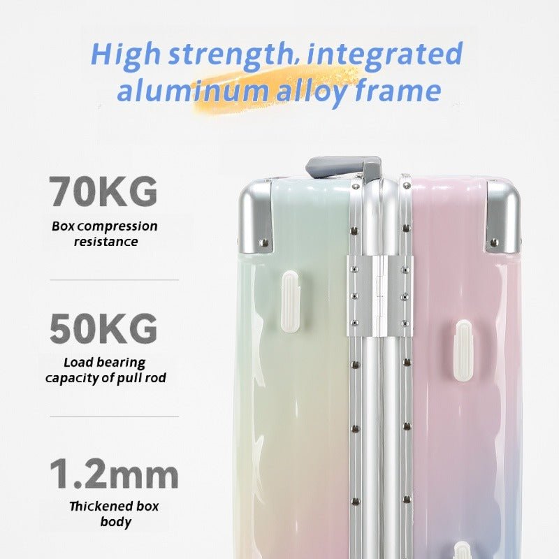 Valise rigide à cadre en aluminium, colorée et tendance, sans fermeture éclair, serrure TSA, porte-gobelet avec interface USB, boîte de voyage robuste à cadre en aluminium, coffre à code durable - IVOIRART.COM
