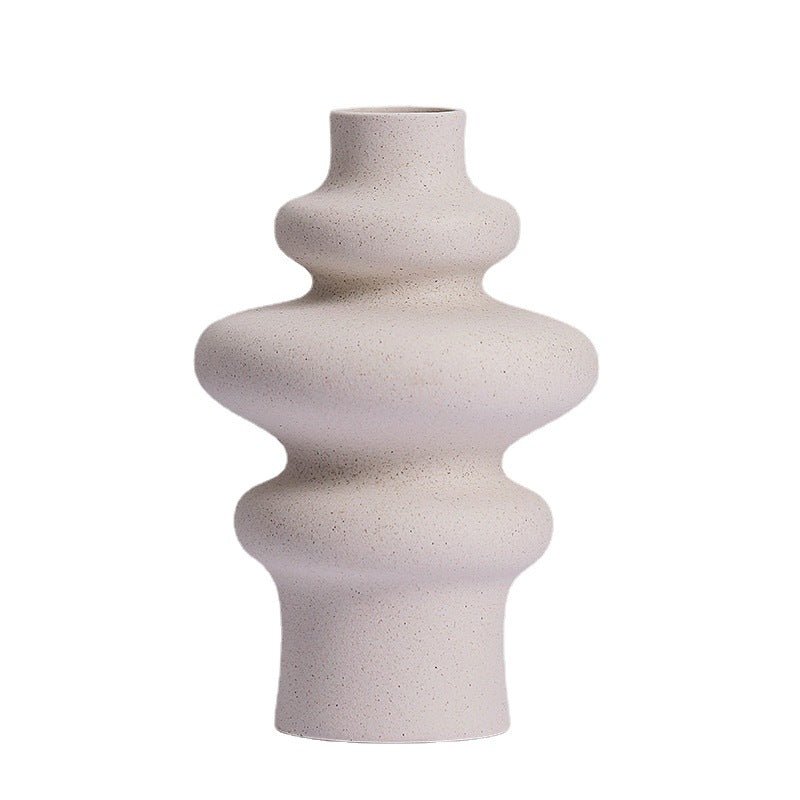 Vase céramique mat à texture filetée, non émaillé, pièce déco artisanale moderne - IVOIRART.COM