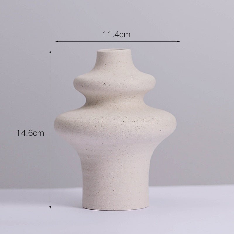 Vase céramique mat à texture filetée, non émaillé, pièce déco artisanale moderne - IVOIRART.COM