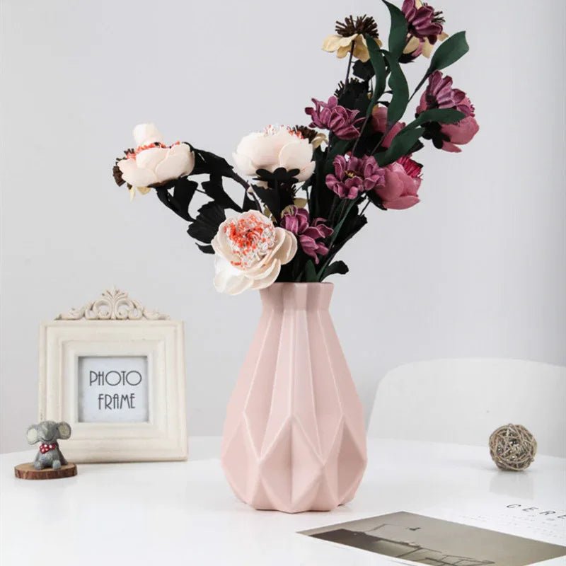 Vase décoratif en plastique PE anti - chute avec finition émaillée imitation porcelaine - IVOIRART.COM