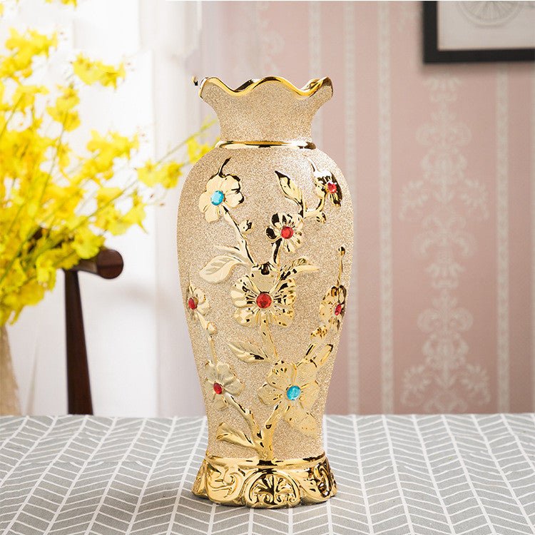 Vase en Céramique Doré par Électrodéposition Style Européen Décoration Maison - IVOIRART.COM