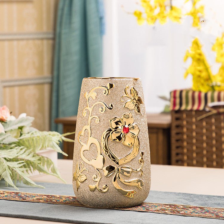 Vase en Céramique Doré par Électrodéposition Style Européen Décoration Maison - IVOIRART.COM