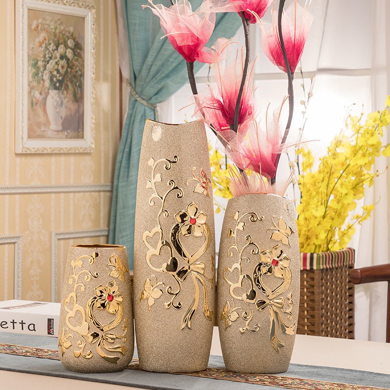 Vase en Céramique Doré par Électrodéposition Style Européen Décoration Maison - IVOIRART.COM