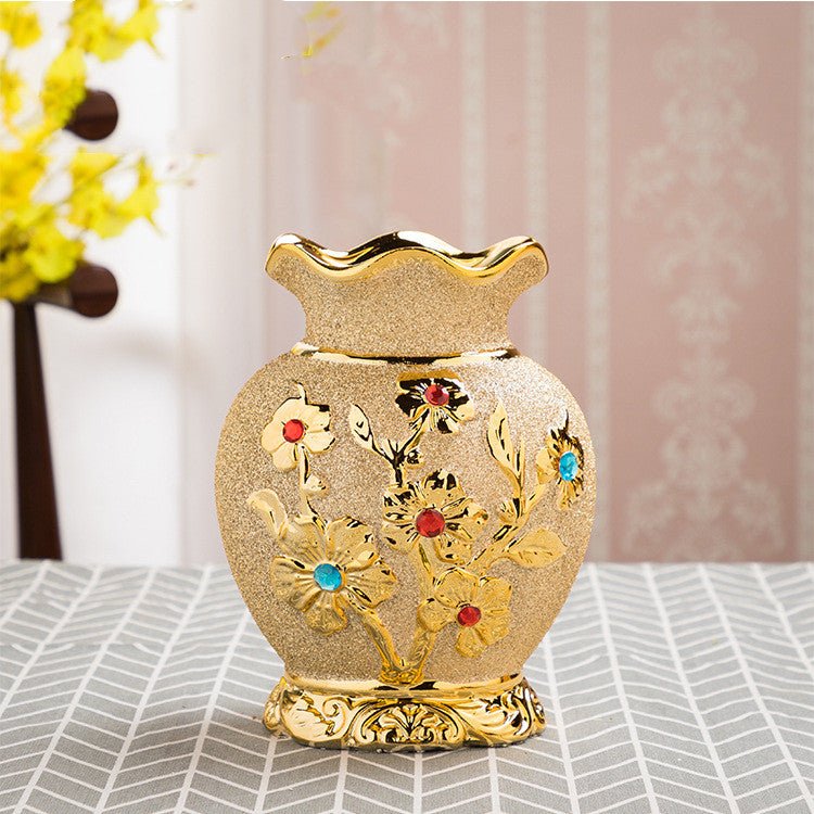 Vase en Céramique Doré par Électrodéposition Style Européen Décoration Maison - IVOIRART.COM