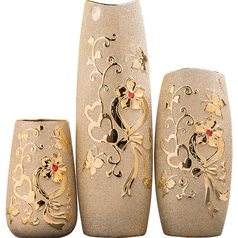 Vase en Céramique Doré par Électrodéposition Style Européen Décoration Maison - IVOIRART.COM