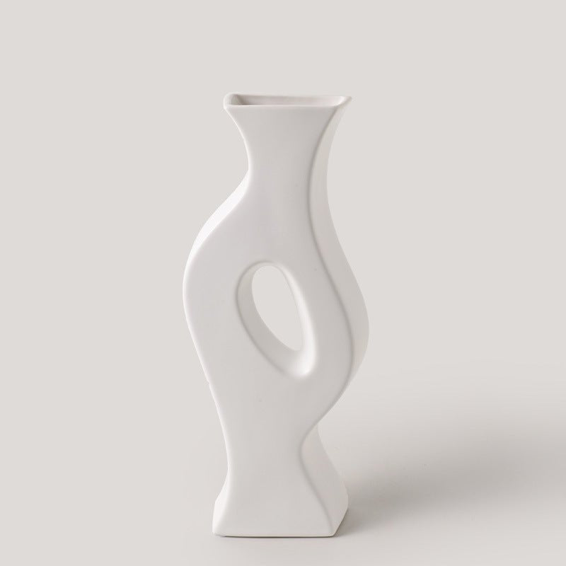 Vase en porcelaine blanc simple style nordique - décoration maison créative chic - IVOIRART.COM