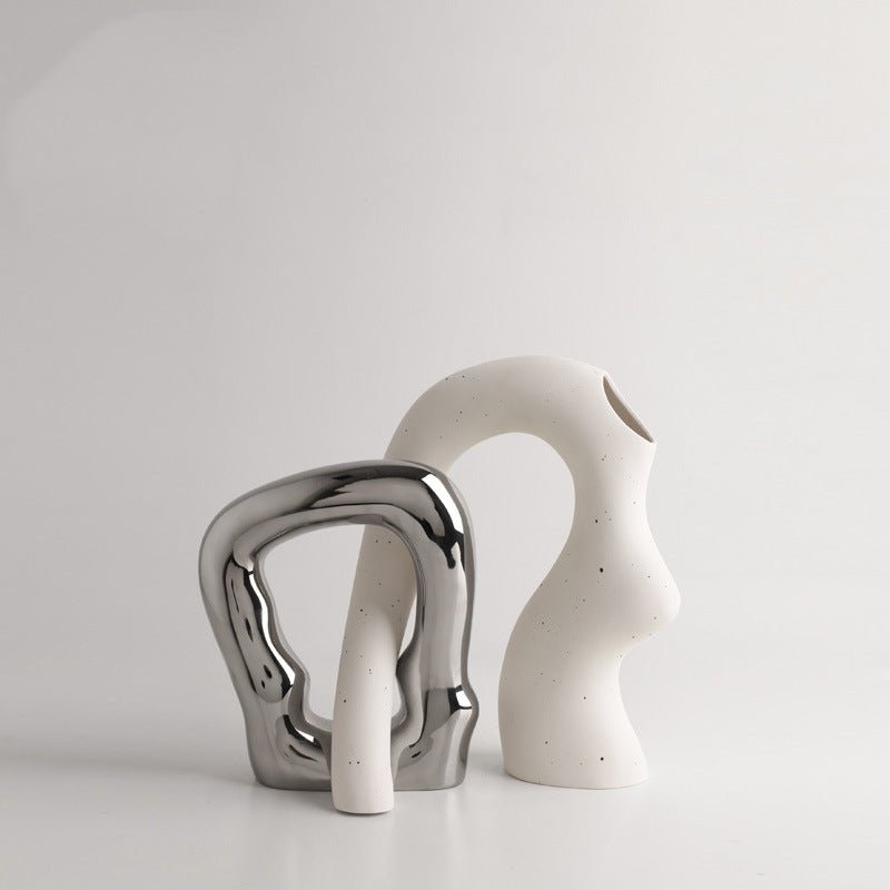 Vase en porcelaine blanc simple style nordique - décoration maison créative chic - IVOIRART.COM