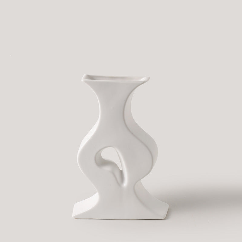 Vase en porcelaine blanc simple style nordique - décoration maison créative chic - IVOIRART.COM