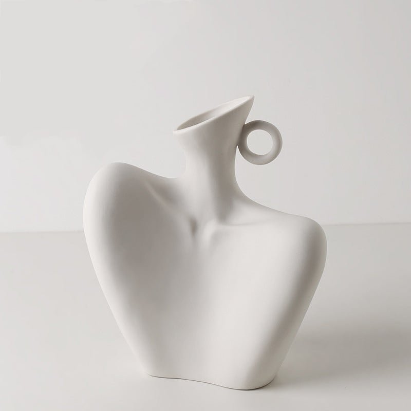 Vase en porcelaine blanc simple style nordique - décoration maison créative chic - IVOIRART.COM