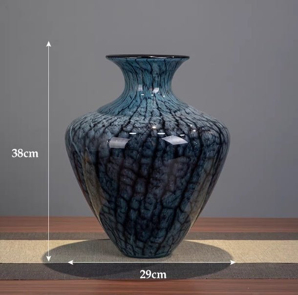 Vase vintage luxe en émail et verre, finition premium pour salon moderne et chic - IVOIRART.COM