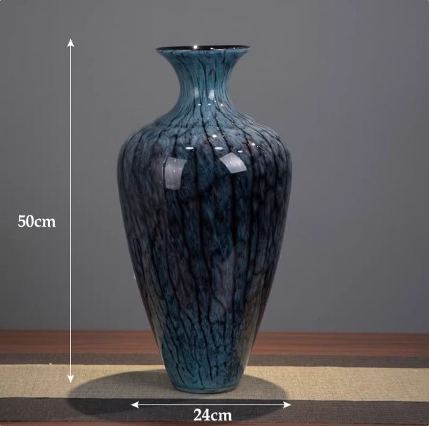 Vase vintage luxe en émail et verre, finition premium pour salon moderne et chic - IVOIRART.COM