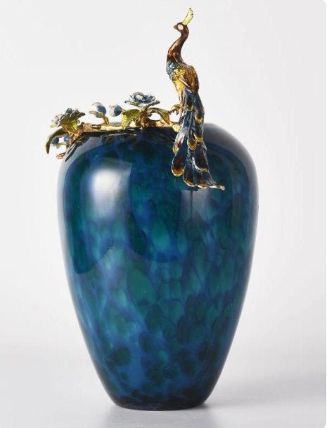 Vase vintage luxe en émail et verre, finition premium pour salon moderne et chic - IVOIRART.COM