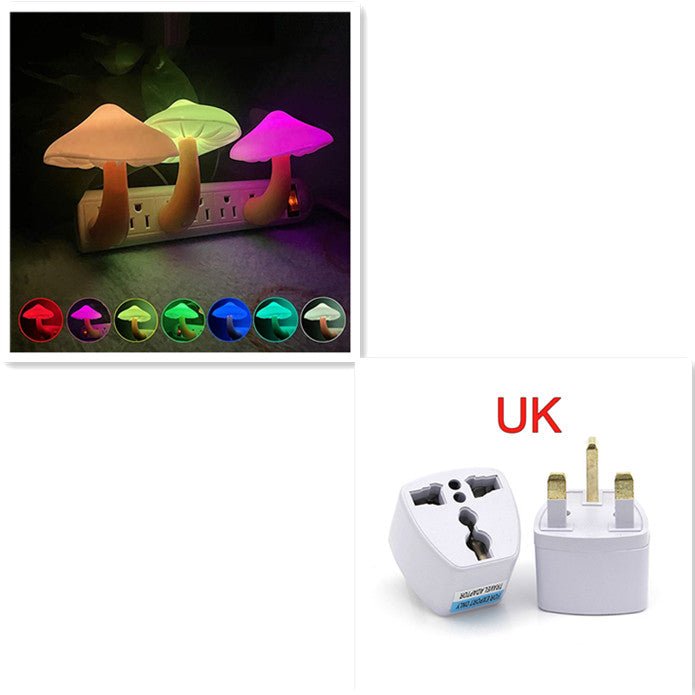 Veilleuse LED Champignon à Capteur Lumineux, Prise EU/US, Lumière Blanche Chaude - IVOIRART.COM