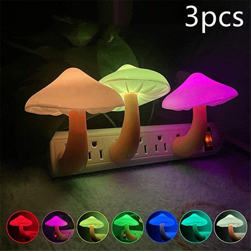 Veilleuse LED Champignon à Capteur Lumineux, Prise EU/US, Lumière Blanche Chaude - IVOIRART.COM