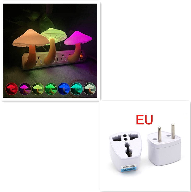 Veilleuse LED Champignon à Capteur Lumineux, Prise EU/US, Lumière Blanche Chaude - IVOIRART.COM