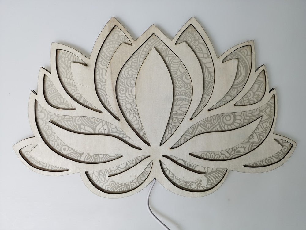 Veilleuse Mandala Créative pour Salle de Yoga Ambiance Nocturne - Bois 3D 30x30 cm - IVOIRART.COM