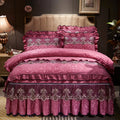 Velvet Bed Skirt Four-piece Quilted Padded Bed Cover Bedspread - IVOIRART.COM